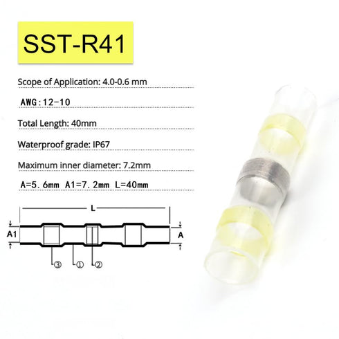 Anlin 250 Pcs Solder Seal Wire Connectors, Heat Shrink Butt Connectors, Waterproof and Insulated Electrical Wire Terminals, Butt Splice (250PCS)...