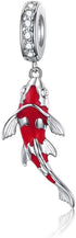 ToHa 925 Sterling Silver Carp Bead Charms,Good Luck Charms Cubic Zirconia Fish Animal Charm Koi Beaded Pendant for European Bracelet & Necklace,DI...