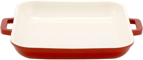 Heiss® Energy-Efficient Cast Aluminum Mini Square Grill Pan for Serving, 10 Ounce, 6" x 6", Red/White...