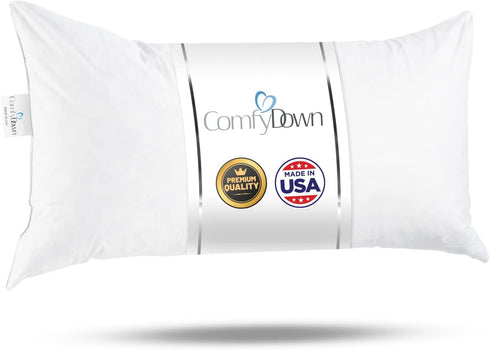 ComfyDown Decorative Throw Pillow Insert, Down and Feather Fill, 100% Cotton Cover, 233 Thread Count - Made in USA (12 X 16)...