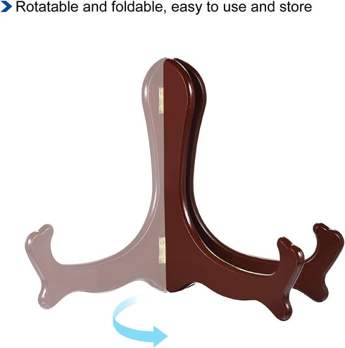 uxcell 4pcs 6.3" Easel Plate Holder, Wood-like Plastic Folding Display Stand Brown for Decorative Picture Frame...