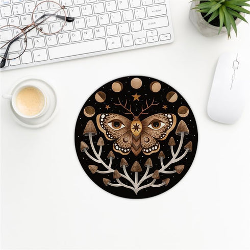 Mysterious Forest Visions Moon Phase Moth Mushrooms Mouse Pad 8.7 x 8.7 Inches,Non-Slip Rubber Base Mousepads for Home Office Dorm Desk Decor,Gift...