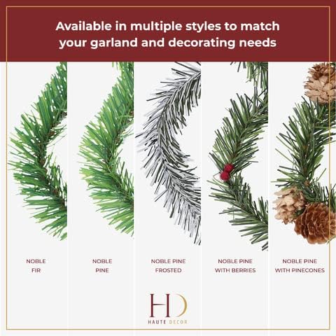 Haute Decor GarlandTies, 20 Pack 14 inches (Noble Fir) Twist Ties with Strong Inner Wire for Securing Garland, Lights, and More!...
