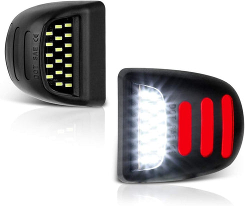 VIPMOTOZ Red OLED Neon Tube Pure White LED License Plate Light Tag Lamp Assembly Replacement For Cadillac Escalade Chevy Silverado Tahoe Suburban ...