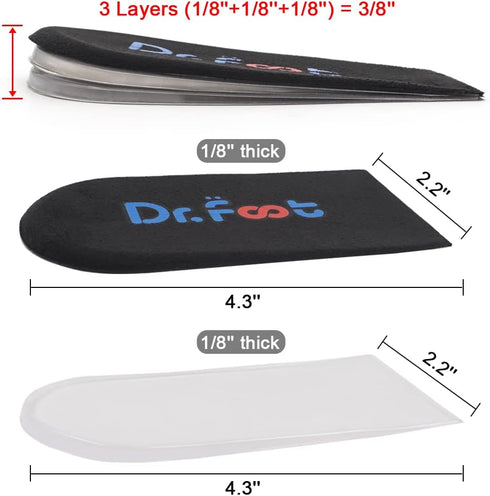 Dr.Foot Adjustable Orthopedic Heel Lift Inserts, Height Increase Insole for Leg Length Discrepancies, Heel Spurs, Heel Pain, Sports Injuries, and ...