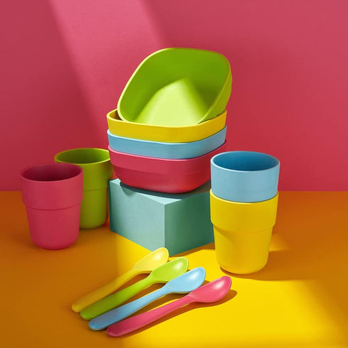 GET FRESH PLA Kids Bowls Set – 4-Pack Melamine-Free Cereal Bowls for Kids and Toddlers – Microwave Safe Stackable BPA-Free PLA Childrens Dinnerwar...