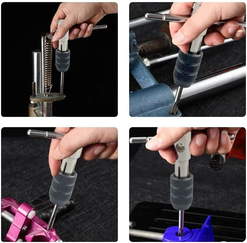 YAKAMOZ Ratchet T-Handle Tap Holder Wrench with 5Pcs Metric M3 M4 M5 M6 M8 Machine Screw Taps Set T Type Thread Tapping Tool...