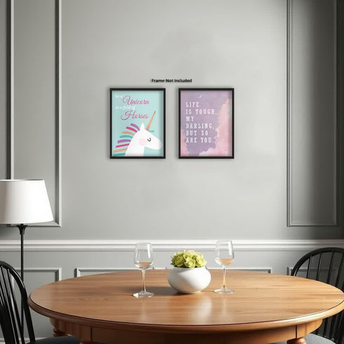 Posterizer 2 pcs-Paster Girly Unicorn Fun Inspiring Sayings-Comedy Art-Motivational & Inspirational Art-Gift for Girls, Boys, Teens-decor for Girl...