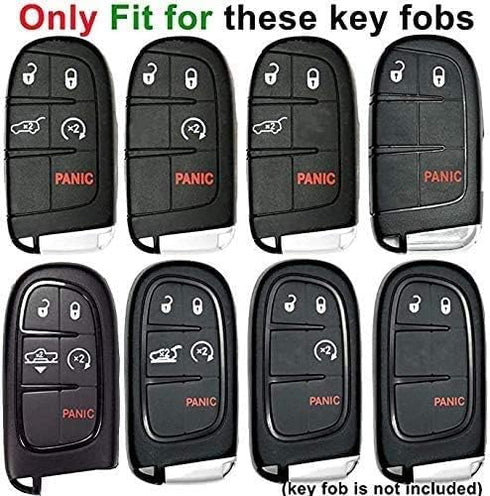 Compatible with Jeep Key Fob Cover with Leather Keychain Soft TPU Protection Key Case for Grand Cherokee Renegade Chrysler 200 300 Dodge RAM Duran...