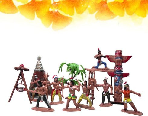 Totority Indians Action Figure Model Playset: 13pcs Native American Figures Decoration Wild West Cowboys Adornments for 15+...