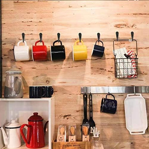 25 Pcs Black Wall Mounted Coat Hooks, Hanger Hook with 50 Pieces Screws for Hanging Hat, Towel, Key, Robe, Coats, Scarf, Bag, Cap, Coffee Cup, Mug...