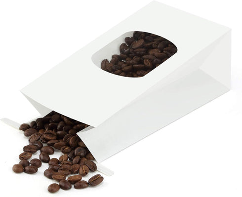 BagDream Bakery Bags with Window Kraft Paper Bags 50Pcs 3.54x2.36x6.7 Inches Tin Tie Tab Lock Bags White Window Bags Cookie Bags, Coffee Bags, Tre...