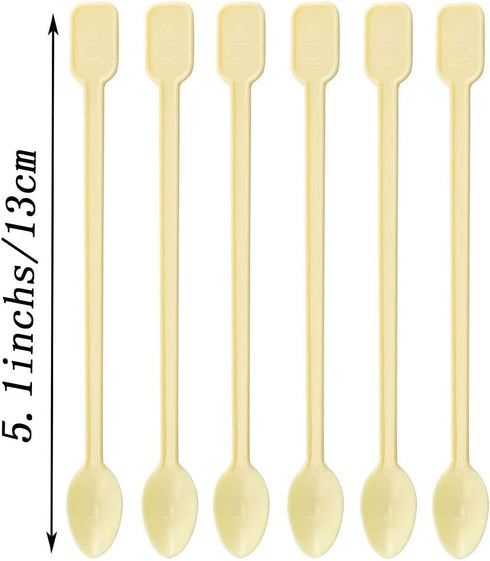 Coffee Spoon 500 PCS Disposable Tiny Coffee Tea Spoon Beige Plastic Stir Cocktail Sticks Mini Tea Stirrer...
