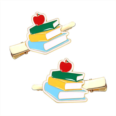 Back to School Hair Clips,Cute Schoolbag Book Hair Clips School Bus Hairpins Back-to-school Gifts Fun Hair Accessories for Teacher Students (Book)...