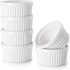 DOWAN Ramekins 4 oz Oven Safe for Creme Brulee Souffle, Porcelain Custard Cups Ramiken for Baking, Classic Style Ramekins Bowls, Set of 6, White...