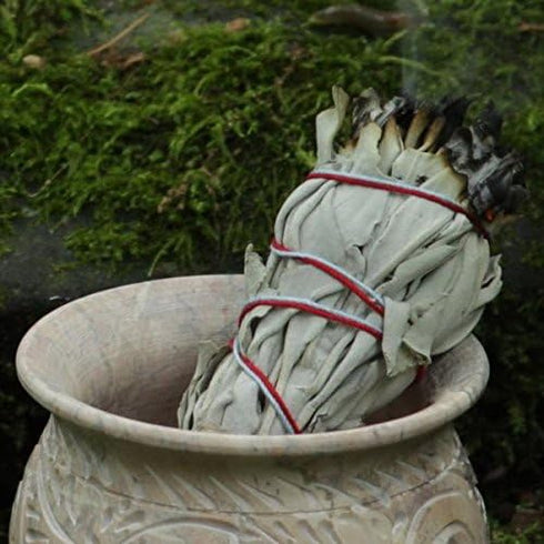 Prabhuji's Gifts California White Sage Smudge Bundles - Smudging Herbs - Sage Stick - Cleansing Incense Sticks - Sage Bundles Made with Natural In...