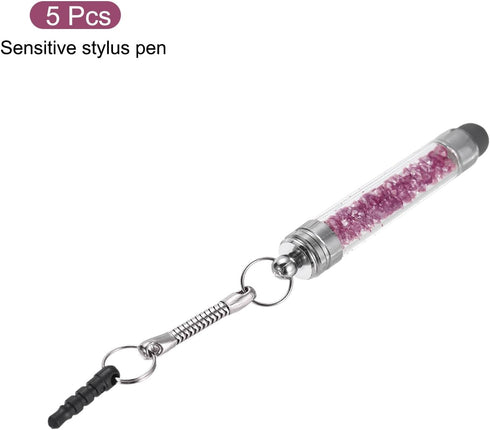MECCANIXITY 5pcs Stylus Pen for Touch Screens Mini Crystal Diamond Capacitive Pens for Universal All Touchscreen Devices, Purple...