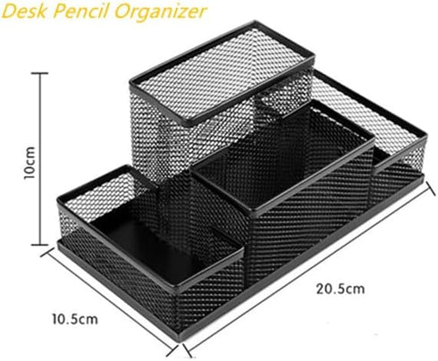 Students Office Desk Mesh Style 4 Compartments Metal Pen Holder Office Desk Organizers...