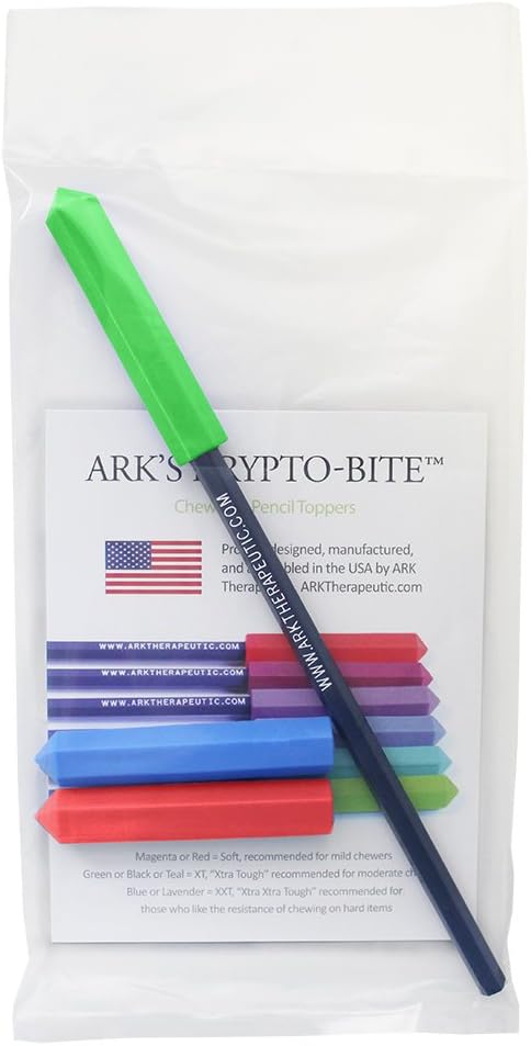 ARK's Krypto-Bite Pencil Topper Chewable Tubes - Made in The USA (Combo - 1 of Each Toughness, Red/Green/Blue)...