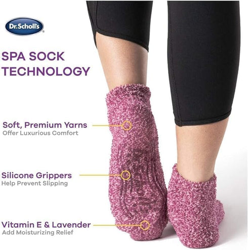 Dr. Scholl’s Women’s Fuzzy Spa Socks - Cozy Low Cut 2 & 3 Pairs - Lavender & Vitamin E Infused...
