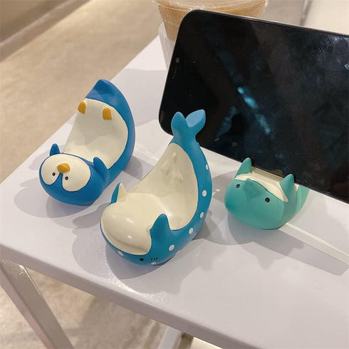 Cute Dolphin Shark Whale Phone Holder, Silicone Funny Creative Animal Desk Phone Stand Mount Accessories Free Your Hands Lovely Office Decor (Dolp...
