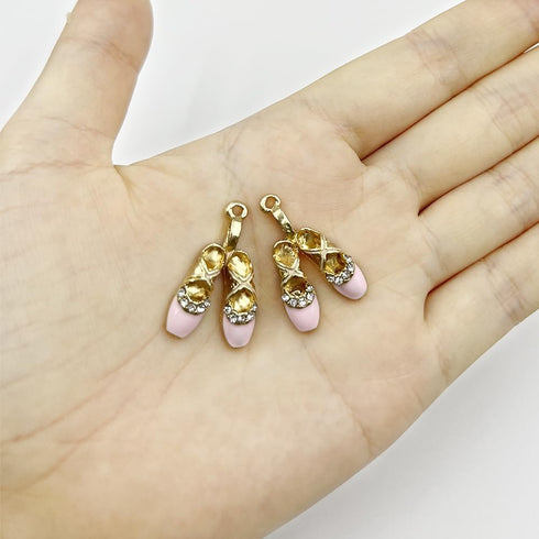 12Pcs Ballet Shoe Shaped Beads Gold Plated Shoes Shaped Enamel Charms Cute Alloy Shoes Shaped Beads for Bracelet Necklace Keychain Jewelry Making ...