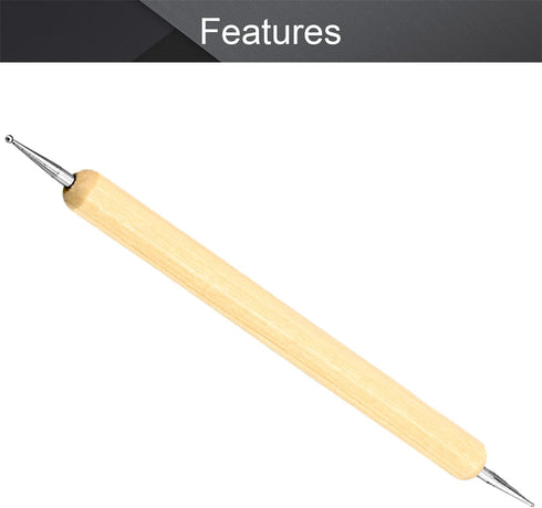 Utoolmart Ball Styluses Dotting Tools, Dual Ends Ball Tip Wooden Handle Nails Dotting Decorative Tools, Embossing Pattern Clay Sculpting Wax Polym...