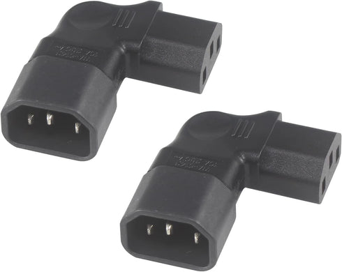 Right Angle C13 to C14 IEC AC Plug Adapter, 2 Pack, 90 Degree Design, PVC, Pure Copper, 250VAC 10A Max...