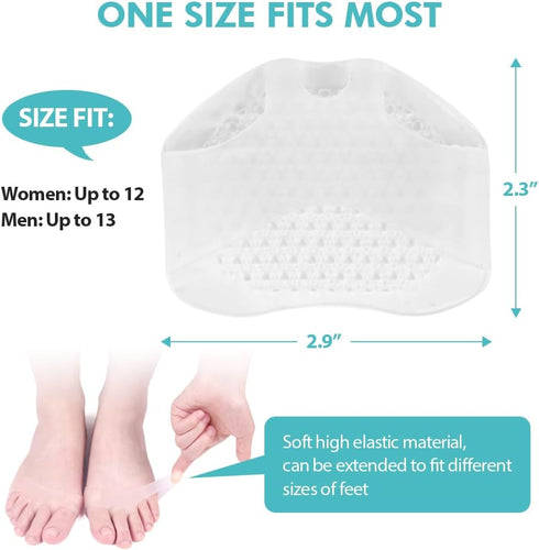 Hilph Metatarsal Pads Ball of Foot Cushions for Women and Men, Reusable Soft Net Gel Foot Pads Metatarsal Forefoot Sleeve Pads for Mortons Neuroma...