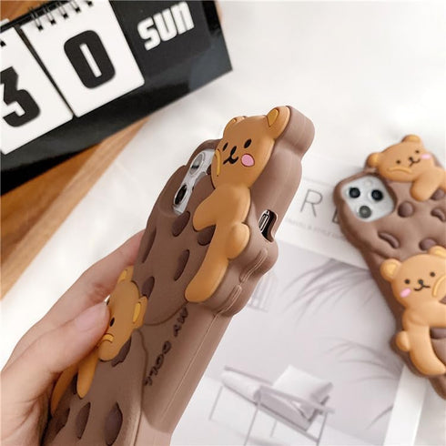 SGVAHY Case for iPhone 11 Pro Max with Strap Lanyard Keychain Cute Bear Cookie Kawaii Funny Soft Silicone Shockproof Protective Cover for Women Gi...