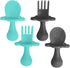 Grabease Baby Spoons Toddler Utensils Toddler Silverware Baby Utensils, BPA-Free & Phthalate-Free for Baby & Toddler, 2 Sets, Teal and Gray...