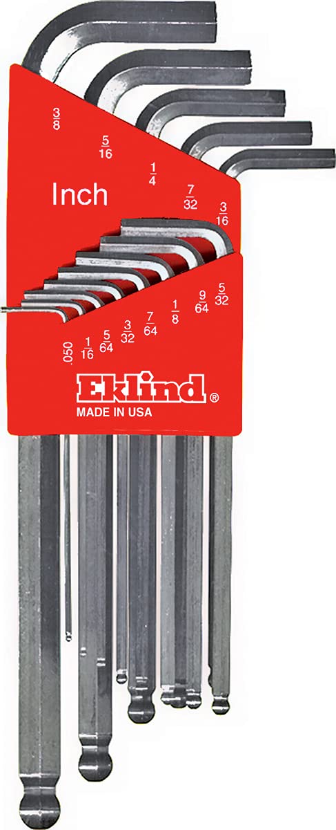 Eklind Tool 13313 Bright-Ball-Hex-L Key Allen Wrench, 13 Pieces Set SAE Inch Sizes 0.050-3/8 Long Series...