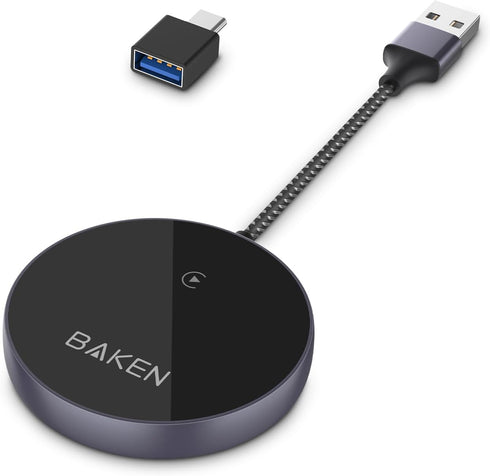 BAKEN CarPlay Wireless Adapter for Factory Wired CarPlay 2024 Upgrade Plug & Play Dongle Converts Wired to Wireless Fast and Easy Use Fit Compatib...