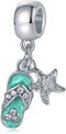 Lifequeen Beach Charms Starfish Flip Flop Sliper Dangle Birthstone Birthday Charm Beads for Bracelets (Starfish Flip Flop Shoe)...