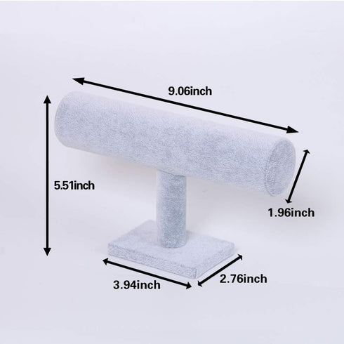 Coward T-Bar Bracelet Holder Organizer Jewelry Display Boutique Watch Stand for Home Organization Storage (Gray Velvet)...