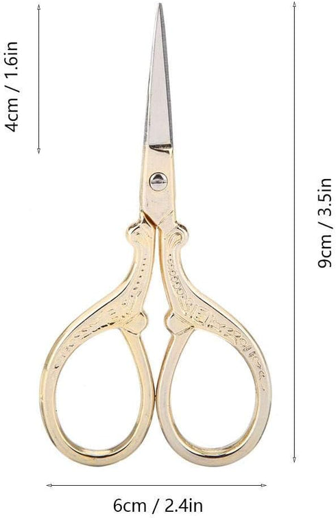 Crossstitch Scissors, Premium Tailor Scissors Fabric Scissors DIY Antique Sewing Shears Dresser Embroidery Tool Small Scissor(Gold)...