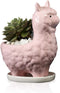 Lependor Cute Llama Succulent Planter Pot with Drainage Tray, White Ceramic Cactus/Flower Container, Animal Alpaca Bonsai Holder for Indoor Plants...