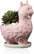 Lependor Cute Llama Succulent Planter Pot with Drainage Tray, White Ceramic Cactus/Flower Container, Animal Alpaca Bonsai Holder for Indoor Plants...