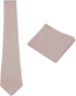 Mens Solid Linen Tie Set : Slim Necktie with Matching Pocket Square (Pale Blush Pink)...