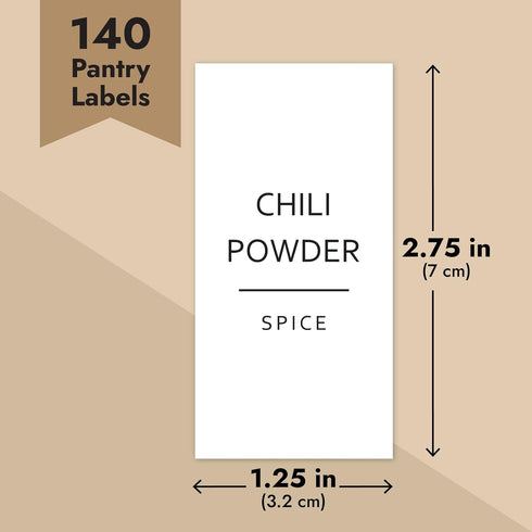 Talented Kitchen 140 Minimalist Spice Jar Labels - Preprinted Waterproof Kitchen Organization Stickers - Black Text Seasoning Labels for Spice Jar...