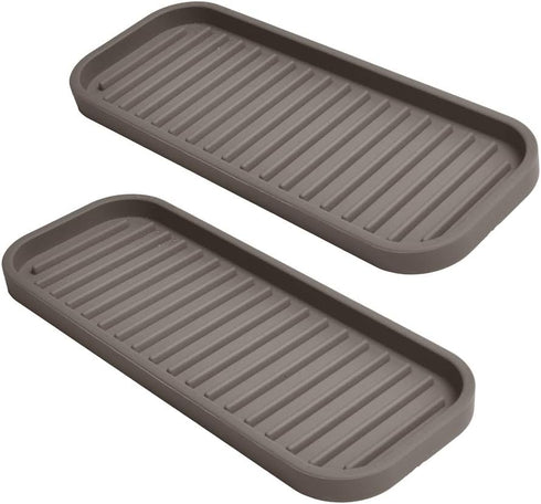 Gosmol Silicone Sponge Holder Kitchen Sink Organizer Tray Dish Caddy Soap Dispenser, Scrubber Spoon Holder,Dishwashing Accessories 2 Pack (Brown)...