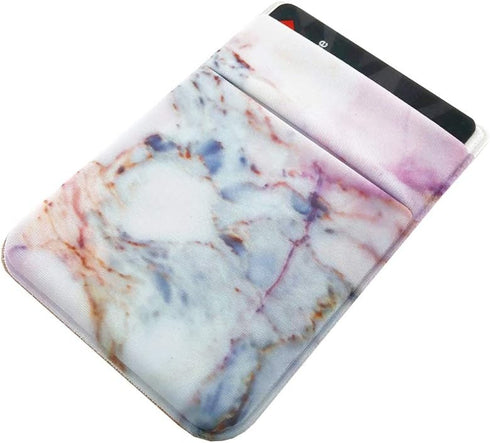 2Pack Phone Card Holder Stretchy Wallet Pocket Credit Card ID Case Pouch Sleeve 3M Adhesive Sticker on Galaxy Android Smartphones (Pink Marble & W...