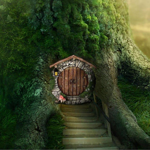 Fairy Garden Doors and Windows for Trees Miniature Fairy Gnome,Sculptures and Statues Wall and Trees Outdoor Wooden Doors and Windows in The Yard ...