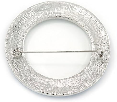 Blue/Aqua/Clear Austrian Crystal Open Cut Eternity Circle of Love Brooch In Rhodium Plating - 50mm...