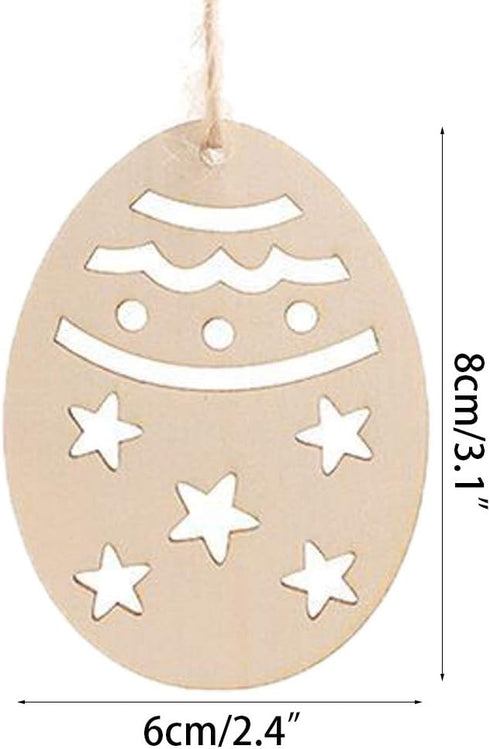 Anditoy 30 PCS Easter Wooden Hanging Ornaments Unfinished Wood Slices Eggs Easter Crafts for Kids DIY Easter Decorations Party Supplies Decor...