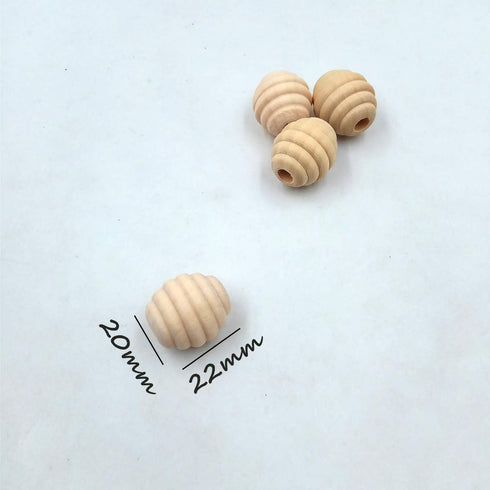 30pcs 20mm Unfinished Wood Threaded Wooden Spacer Loose Honeycomb Round Beehive Beads Home Decoration Accessories DIY Wood Crafts Accessories (Hon...