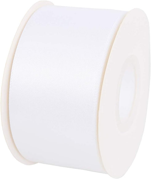 ITIsparkle 2" Inch Double Faced Satin Ribbon 25 Yards-Roll Set for Gift Wrapping Party Favor Hair Braids Baby Shower Decoration Craft Supplies, Wh...