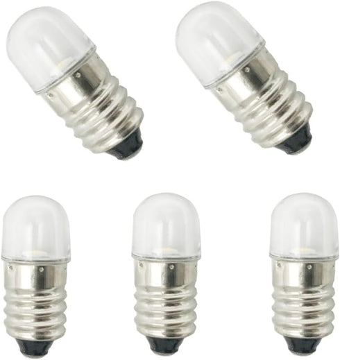 10pcs E10 LED Bulbs 12V Cool White E10 Miniature Screw LED Lamps 0.5Watts 65Lm 12 Volt Miniature Flashlight Bulbs...