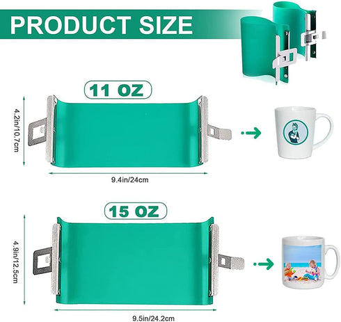 VERSAINSECT icone Sublimation Mug Wrap for Oven, 15 oz and 11 oz Silicone Mug Clamp, Silicone Mug Wrap for Printing Mugs 3D Sublimation Mug Press ...