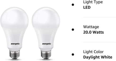 150 Watt LED Light Bulb, Super Bright A21 Daylight 5000K, Non-Dimmable, 2300lm, High Lumen Light Bulbs, UL Listed, 2-Pack...